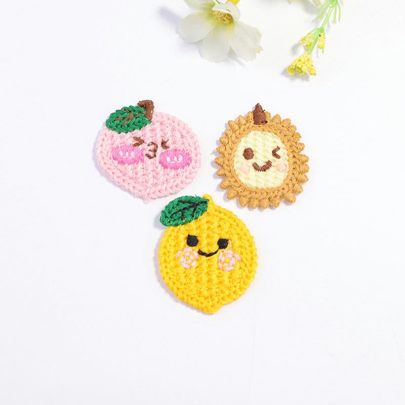 Parches de Bordado 30 Parches de Ganchillo Hechos a Mano 3 a 4 cm con Forma Fruta, pequeños Bordados for Planchar en la Ropa(Lemon 4.2 * 3.5cm)