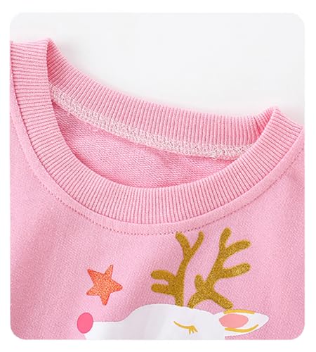Image of EULLA Toddler Girls Christmas Sweatshirt Long Sleeve Snowman Deer Santa Claus Xmas Holiday Shirts for Kids Sweater 2-7 Years