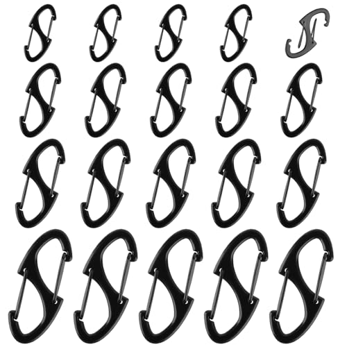 Zipper Clips Anti Theft 20 Pcs Zipper Pull Locks for Backpacks Double-Sided Spring S Carabiner Clasps Theft Deterrent for Luggage Suitcase Handbags Keys Purse(Black)