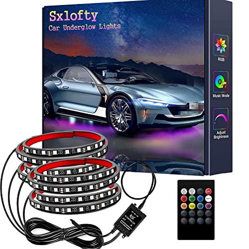 Car Underglow Neon Accent Strip Lights Kit 8 Color Sound Active Function And Wireless Remote Control 4 Pcs Led Underbody System Light Strips,Dc12V, Waterproof Under Car Lights (2×47Inch+2×35Inch) #TOP11
