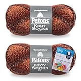 Patons Kroy Socks FX Yarn 2-Pack Bundle with Bella's Crafts Stitch Markers (Copper Colors)