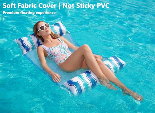 Image of Jasonwell Inflatable Pool Hammock Float - 2 Pack Water Hammock Pool Floaties Multi-Purpose (Saddle Lounge Chair Drifter) 4 in 1 Lake Beach Floating Loungers Swimming Pool Floats Toys for Adults (B&R)