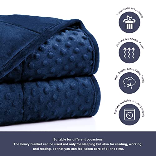 Alomidds Weighted Blanket (60"X80",15Lbs Queen Size - Navy), Weighted Blankets For Adults And Kids, Cooling Breathable Soft And Comfort Minky, Heavy Blanket Microfiber Material With Glass Beads #TOP2