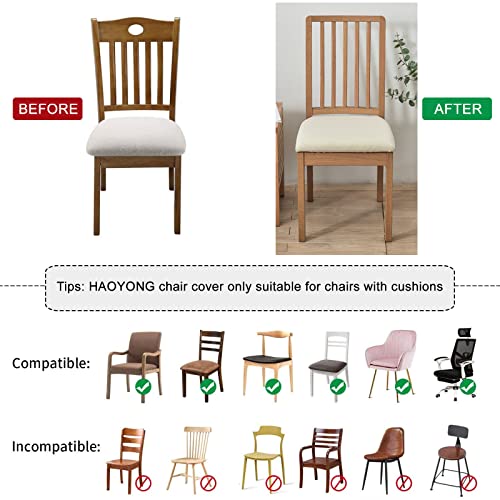 Haoyong 4Pcs Chair Seat Covers Jacquard Waterproof Square Chair Cushion Cover Stretch Kitchen Dining Seat Slipcovers Removable Dining Room Upholstered Chair Seat Cushion Cover #TOP2