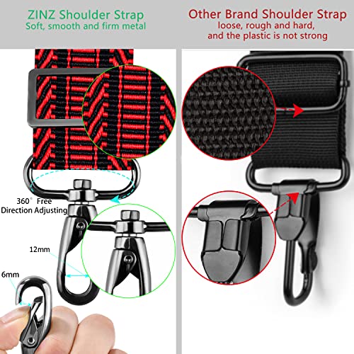 Image of Shoulder Strap 78 inch Universal Handbag Strap with Ultra-thick Fixed Padded and Dual Balanced Adjustable Buckles Shoulder Crossbody Strap for Briefcase Messenger Bag Laptop bag Luggage,Bk&Red Jacquard