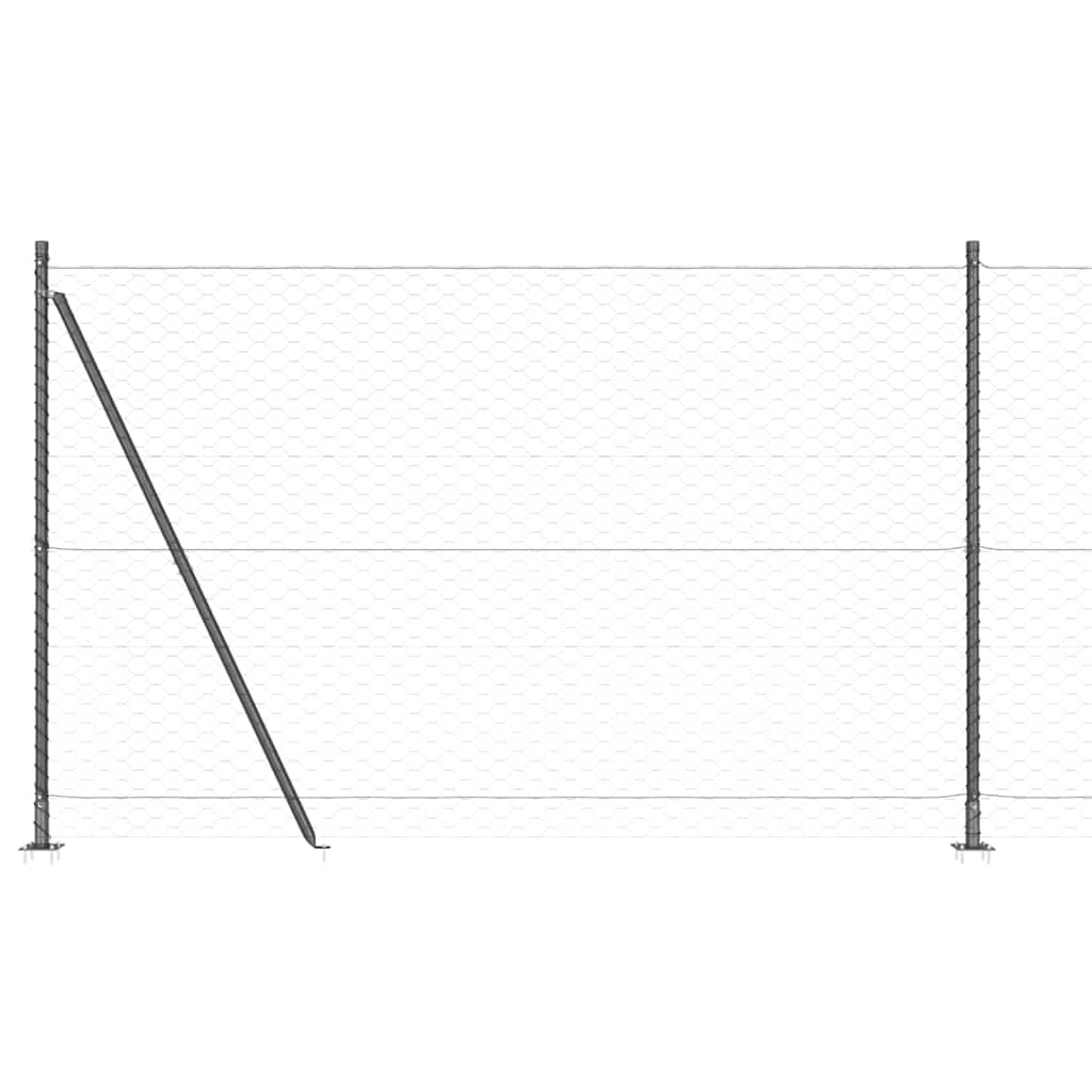 Outdoor Steel PVC Fence Post Grey 100 x 1.5 m 50 mm Mesh Corrosion Resistant Weather Resistant Garden Security Barrier Set for Terrace and Yard Enclosure