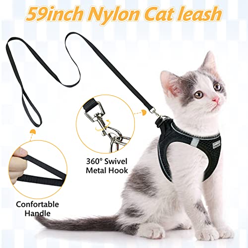 Nanappice Cat Harness And Leash Set For Walking Escape Proof,Adjustable Soft Kittens Vest With Reflective Strip For Small Cats,Easy To Control #TOP3