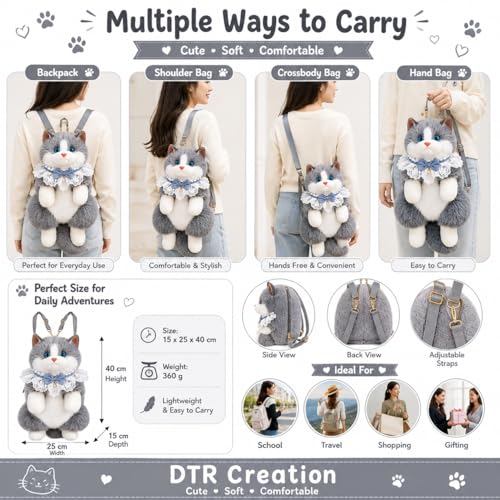 Image of Cute Tiger Plush Sling Bag for Kids | Soft Toy Shoulder Bag with Adjustable Strap | Lightweight Animal Backpack for Boys & Girls | Travel & Gift Bag - Black & White