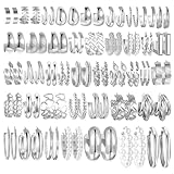 Juego de 42 pares de aretes de aro dorados para mujer, hipoalergénicos, paquete múltiple de aros pequeños a gruesos, aretes de perlas y trenzados para uso diario y regalos del día de la madre, Zinc