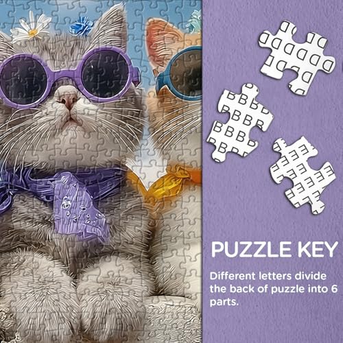 Rompecabezas Funny Cats para adultos, 1000 piezas, gatitos lindos con flores de primavera y gafas de sol, rompecabezas difíciles de animales acogedores de Larkipuzz para decorar paredes en el hogar miniatura 3