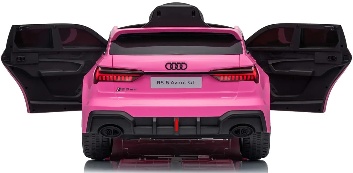 Playhouse Lizenz Audi RS6 GT Avant 4x4, 4 Motoren - 180W, Bluetooth, Fahrersitz aus Leder, 4 Stoßdämpfer, Eva Räder, 12V 9ah, Fernbedienung, Kinderauto Kinderfahrzeug Kinder Elektroauto (Rosa)