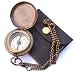 NEOVIVID Handmade Brass Push Open Compass On Chain With Leather Case, Pocket Compass For Hiking And Camping By