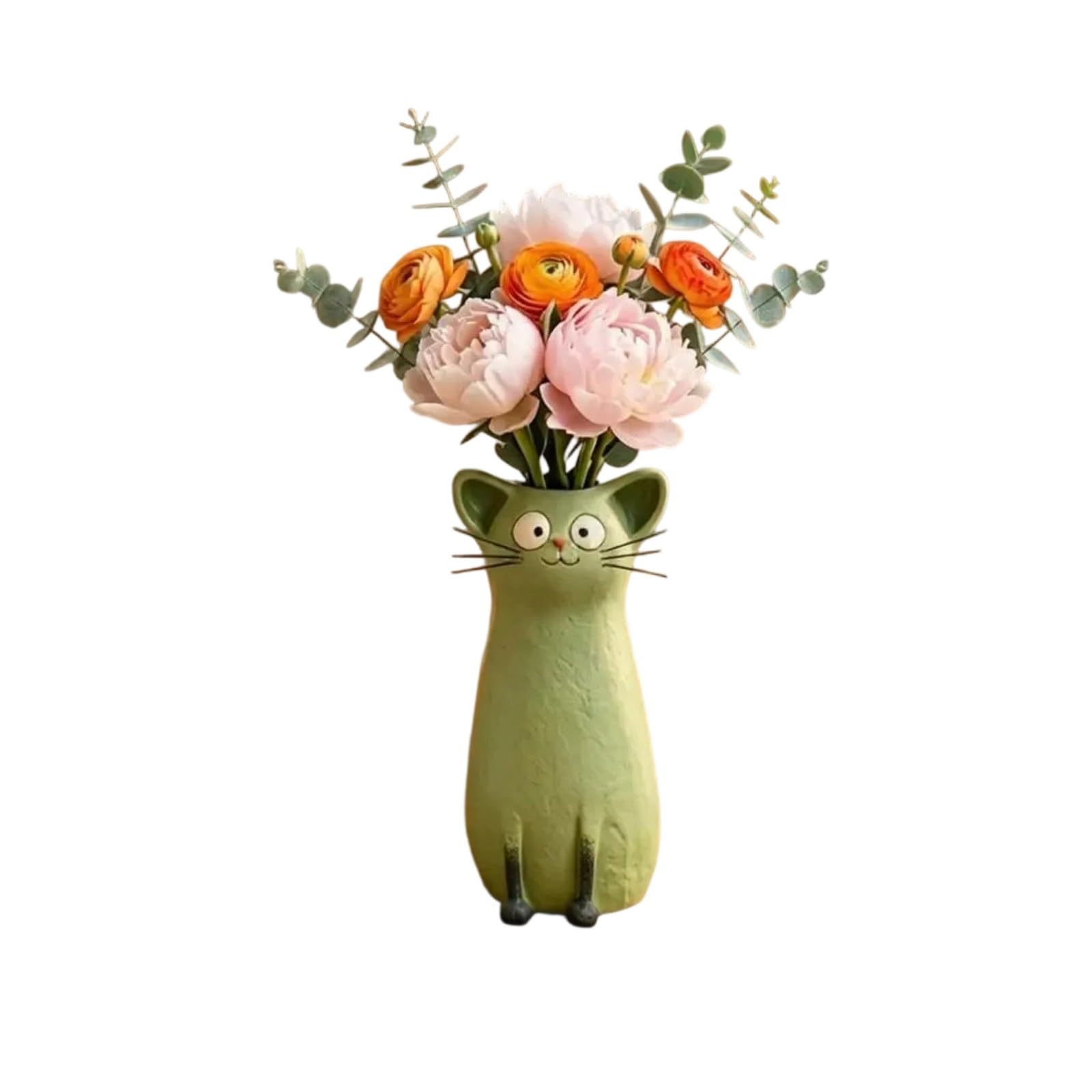 Wacky Cats Vases Funny Flower Vases, Decorative Vase Resin Kitten Sculpture Ornament for Home Decors Housewarmings Gift Kitten Statue