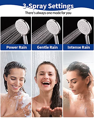 High Pressure Handheld Shower Head Vmasstone 3-Setting Shower Head Kit - Jet Water Mode - With 59" Stainless Hose And Adjustable Mount Excellent Replacement For Bath Showerhead (Hm-001 Chrome) #TOP1