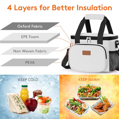 Image of Lifewit Medium Lunch Bag, Insulated Lunch Box, Soft Cooler Cooling Tote for Adult Men Women, Sliver Gray 12-Can (9L)
