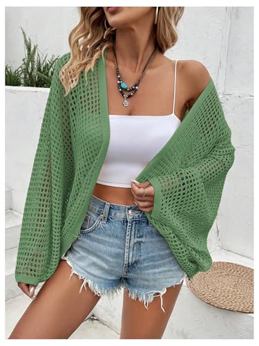 Image of Verdusa Women's Oversized Summer Cardigan Lightweight Sweater Crochet Knit Beach Cover Up Spring Vacation Outfits