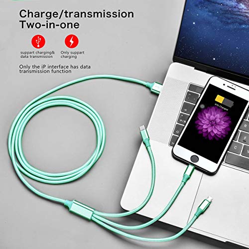 Image of Minlu 2 Pack 3-in-1 Nylon Braided 3.0A Fast Charging Cable, Multi Charger Cord 3m USB Charge Cord with Phone /Type C /Micro USB Connector for Phone /Samsung Galaxy /Huawei /Pixel /Sony Xperia /LG(Blue /10ft)