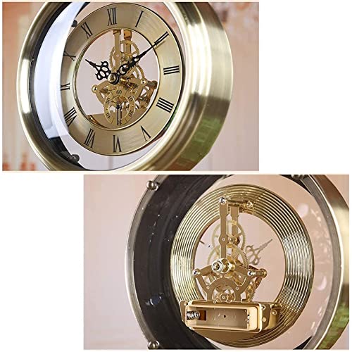 Relógio de mesa antigo, relógio retrô dourado, silencioso, sem tique-taque, operado por bateria, dec