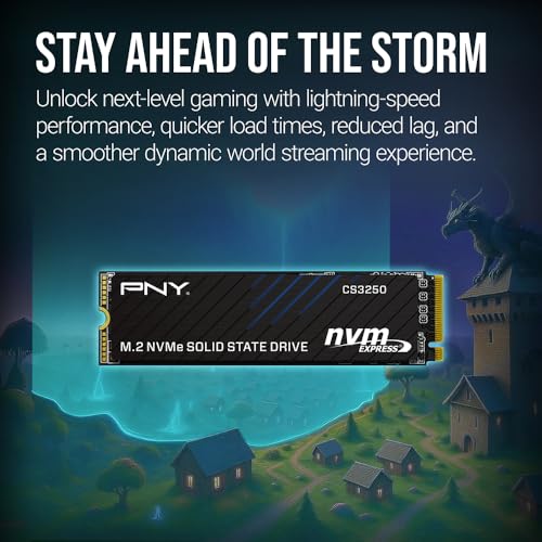 Image of PNY CS3250 1TB Gen5 SSD PCIe NVMe M.2 2280 - Up to 14,900MB /s - AI Application Ready, Ideal for Gaming, Photo /Video Editing, Demanding Workstations - Internal Solid-State Drive M280CS3250-1TB-TB