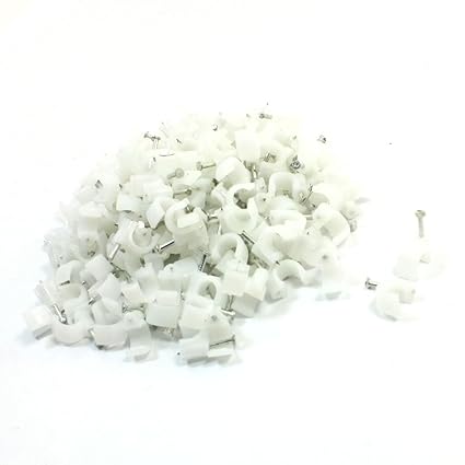 Echocart 350Pcs 7mm Dia White Electric Cable Wire Circle Nail Clips