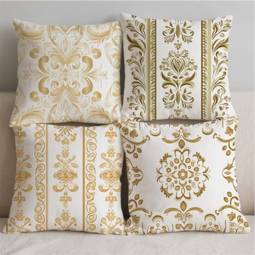 Housse coussin 50x50cm imperméable en lin jaune double face