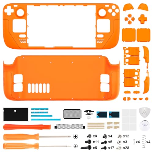 Image of eXtremeRate DIY Full Set Shell with Buttons for Steam Deck LCD, Custom Faceplate Back Plate Replacement Shell for Steam Deck LCD - Royal Orange [Console NOT Included]
