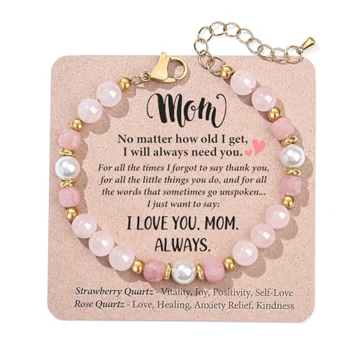 Image of Quietsun Trendy Gifts for Her-Positive /Love /Joy Natural Crystal Bracelets for Girls /Teens /Adults-Adjustable /Handmade-Gift Box Packing