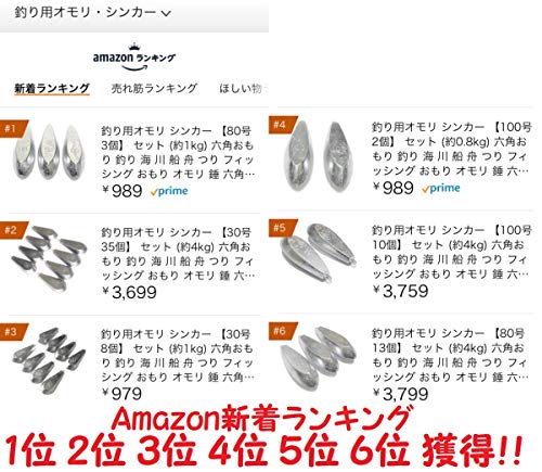 釣り用オモリ シンカー 【40号 6個】 セット (約1.0kg) 六角