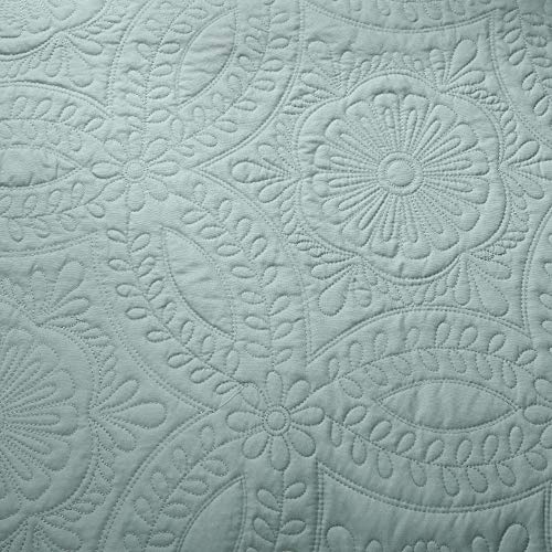 Madison Park Daybed Cover Set - Trendy Design, All Season Luxury Bedding With Bedskirt, Matching Shams, Decorative Pillow, Floral Medallion Quilted Blue 75"X39" 6 Piece #TOP7