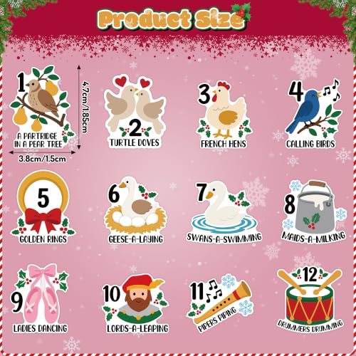 Image of Christmas 12 Days Stickers Rolls, 1000Pcs Classic Religion Theme