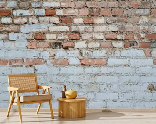 IJZHFCAZGI Peel and Stick Wallpaper Weathered White Brick Wall Ex...