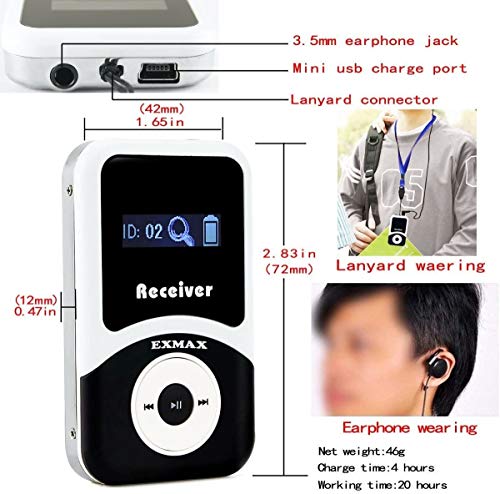 EXMAX EX-100 Sistema inalámbrico de guía turística con 1 transmisor y 40 receptores, micrófono de voz acústico para interpretación simultánea y enseñanza miniatura 5