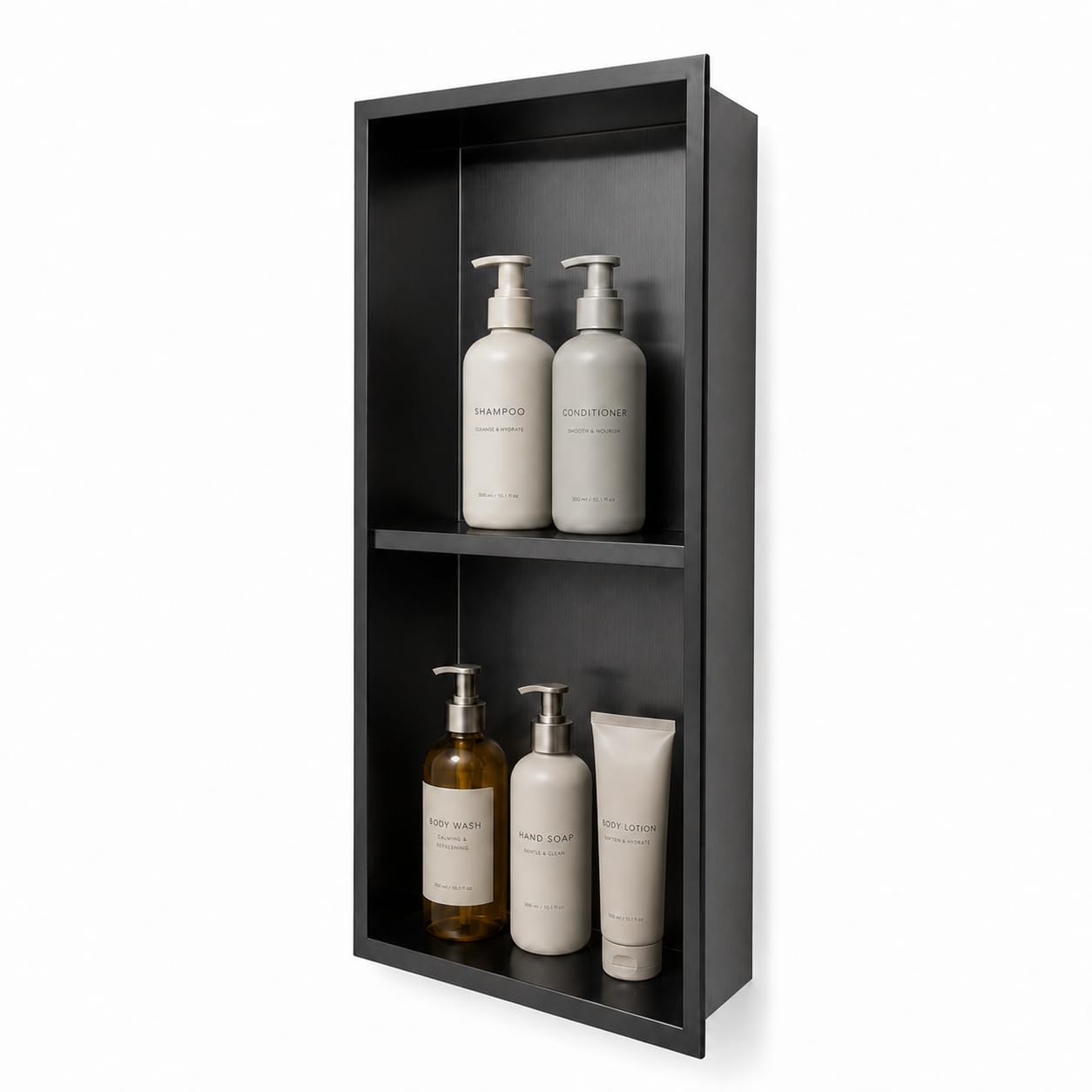 Hornacina Prysznic Wpuszczany pionowy 33x63 cm stal nierdzewna S.304 Nisza łazienkowa ściana | Zintegrowana Antykorozyjna Prysznic Nisza do zabudowy | MEDIMEX Artic (Black Gun Metal)