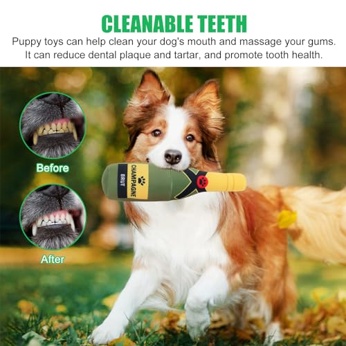 HOMURY Quietschendes Hundespielzeug Kauspielzeug Plüsch-Hundespielzeug Quietschspielzeug Hunde-Bierflasche Plüschtier Hundespielzeug Hund Bierflasche Spielzeug für Kleine, Mittlere und Große Hunde