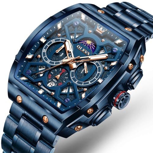 Image of OLEVS Men Watches Square Business Dress Diamond Analog Quartz Date Luxury Watch for Men Casual Stainless Steel Waterproof Luminous Wrist Watch