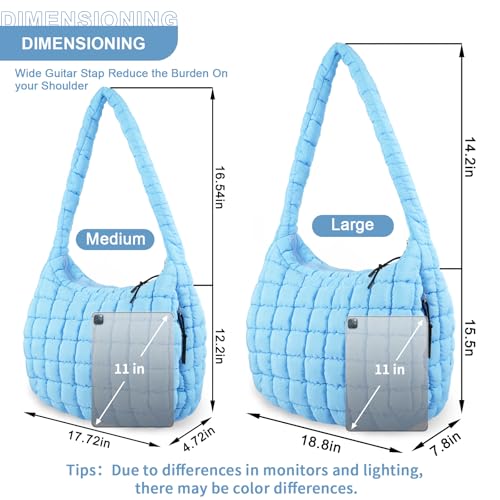 Image of Quilted Puffer Tote Bag Purse Puffy Crossbody Shoulder Bag,Lightweight Nylon Hobo Bag Puffer Carryall Bag for Women Girl