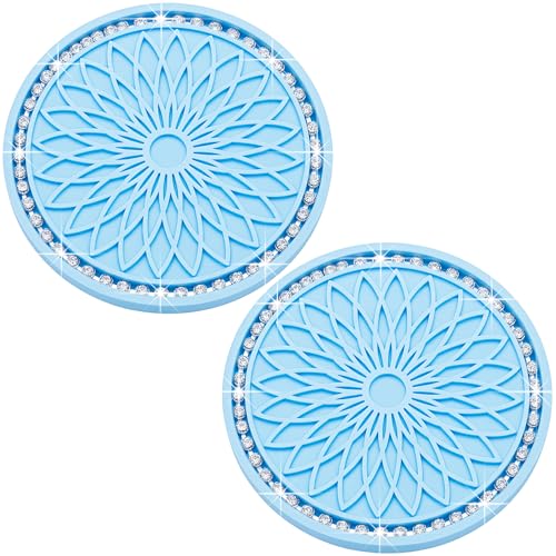 Portavasos para auto de silicón y rhinestone 2 pcs miniatura 1