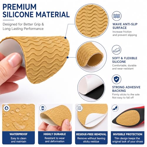 Image of Shoe Sole Bottom Protector, Self-Adhesive Grips, Non-Slip Pads, Sole Guard, Anti-Slip Grips for Bottom of Shoes(3.5'' by 2.5'', Yellow)