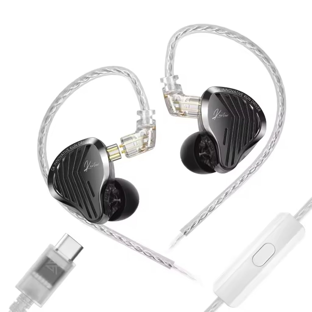 GK KUNTEN Dynamic In-Ear Monitor Wired IEM with Mic, 10mm Super-Linear DD Driver, Polymer-Resin Diaphragm, Resin Shell with Metal Faceplate, Silver-Plated Detachable Cable with Type-C Termination Plug-image-28