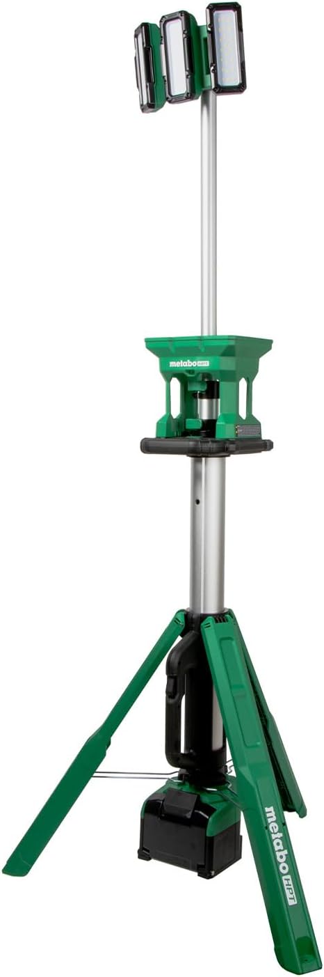 Metabo HPT 18V MultiVolt Cordless 4,000 Lumen LED Tripod Site Light, Water & Dust Resistant, Up to 16.8 Hours Long Lasting Light, 66 LED Lights in 3 Rotatable Panels, Tool Body Only, UB18DGQ4