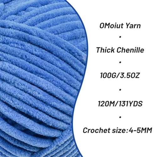 Image of 3 Pack Azure Fluffy Velvet Yarn for Crocheting, Chunky Chenille Baby Blanket Yarn for Crochet, Soft Fuzzy Puzzle Yarn for Knitting, (100g /3.53oz Each) Bulky Thick Amigurumi Crochet Yarns