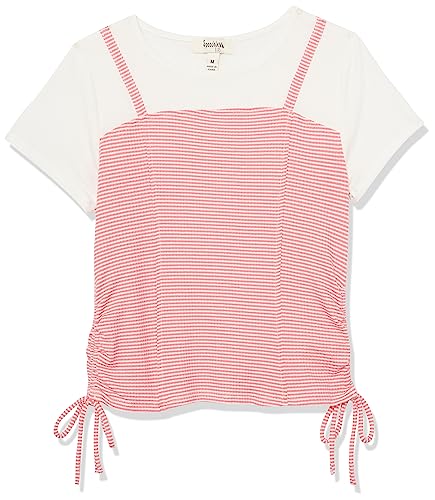 Speechless Girls' Short Sleeve Rib Knit 2fer Top