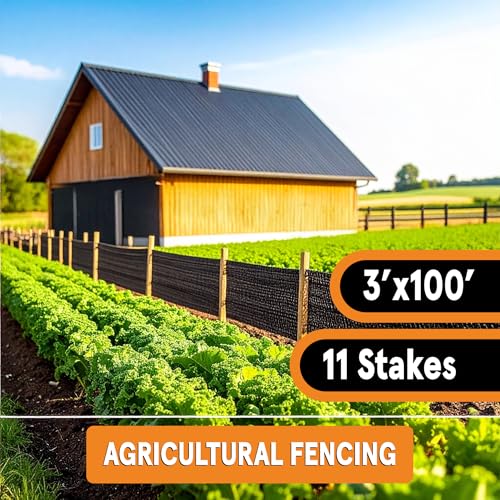 Image of Xpose Safety Silt Fence 3' x 100' with 11 Stakes - Heavy Duty Erosion Barrier, Privacy Screen, Agricultural Fencing & Silt Control for Construction and Landscaping Projects