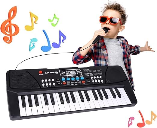 Image of amisha Gift Gallery 37 Key Piano Keyboard Toy for Kids, Multi Color | with mic, dc Power Option, Recording, Charger not Included, 2019 Model