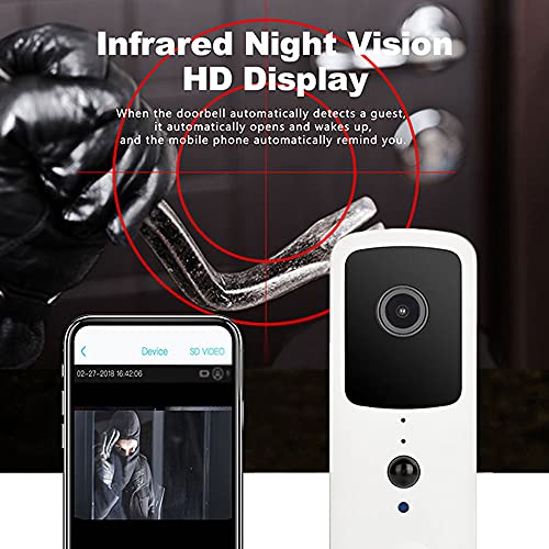 TIAOTIAO Campainha de vídeo WIFI inteligente, campainha de detecção de movimento visual multifuncion