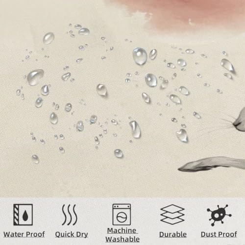 Rideau douche 180x200 cm imperméable en polyester avec ourlet lesté beige - 3
