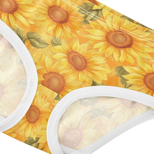 Girls Underwear Soft Cotton Sunflower Kids Panties in Sizes 2/3t, 4t, 5t, 6 and 84