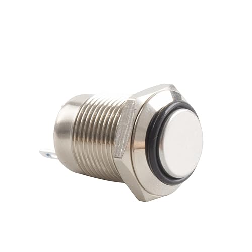 Miniatura 7 de Paialu 8 interruptores de botón momentáneos de 0.472 in, botón de encendido impermeable de 2 pines NO - Pequeño botón de arranque redondo de metal