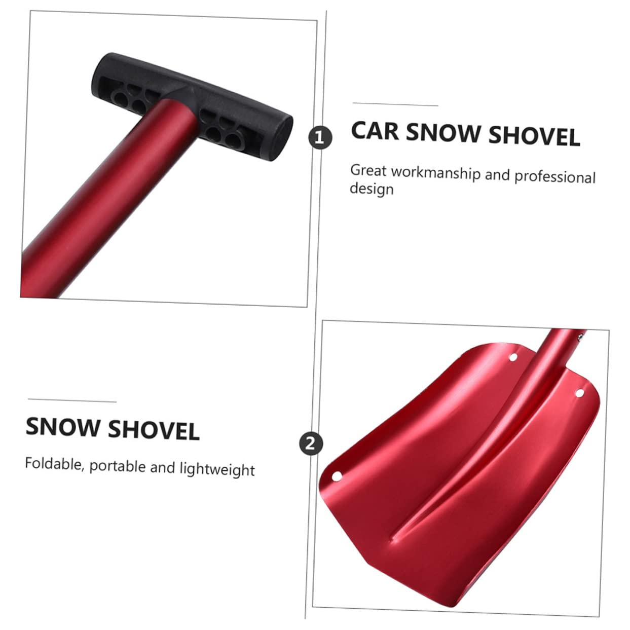Pala da Neve Pieghevole in Alluminio per Auto Raschietto per Ghiaccio, Pala Larga Leggera Smontabile per Rimozione Neve e Ghiaccio Invernale, Attrezzo Emergenza Veicoli
