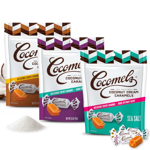 Cocomels Coconut Milk Caramels Variety Pack, 3.5 oz, 3 Pack, Dairy Free, Vegan, Organic